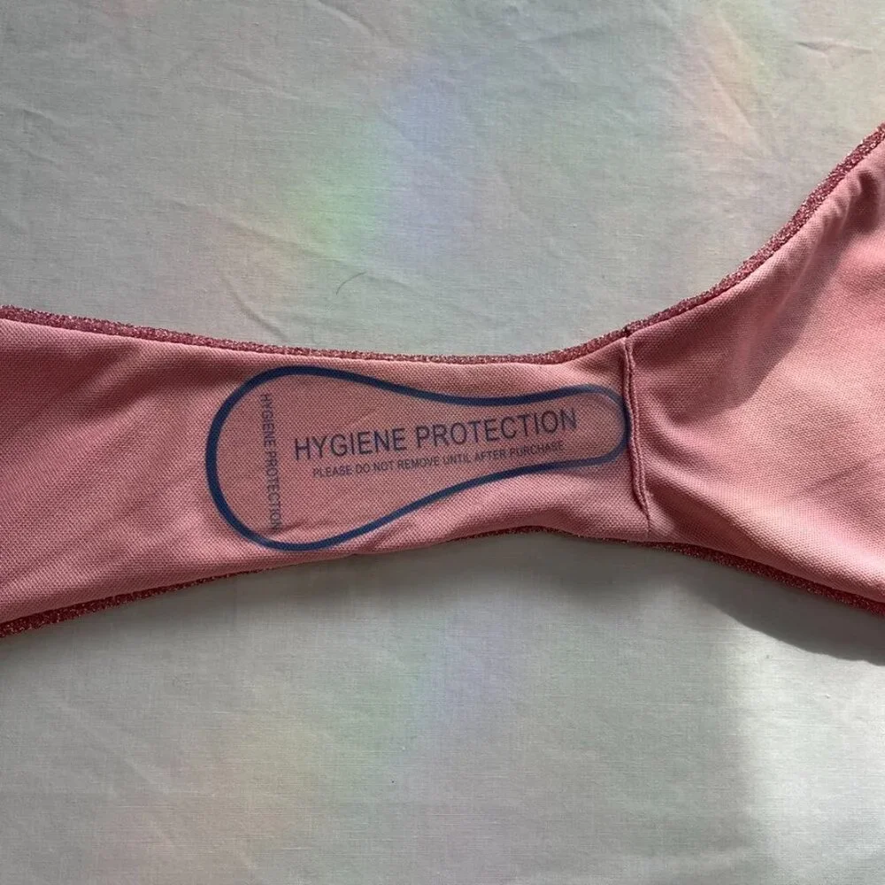 PrettyLittleThing Shimmer Tie Side Bikini Bottom Rose Pink Women’s 8